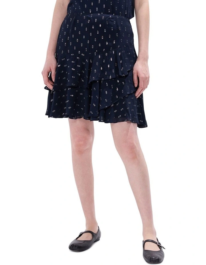The Goddess Clip Spot Skirt in Navy Multi image 2