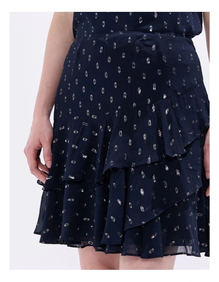 The Goddess Clip Spot Skirt in Navy Multi image 3