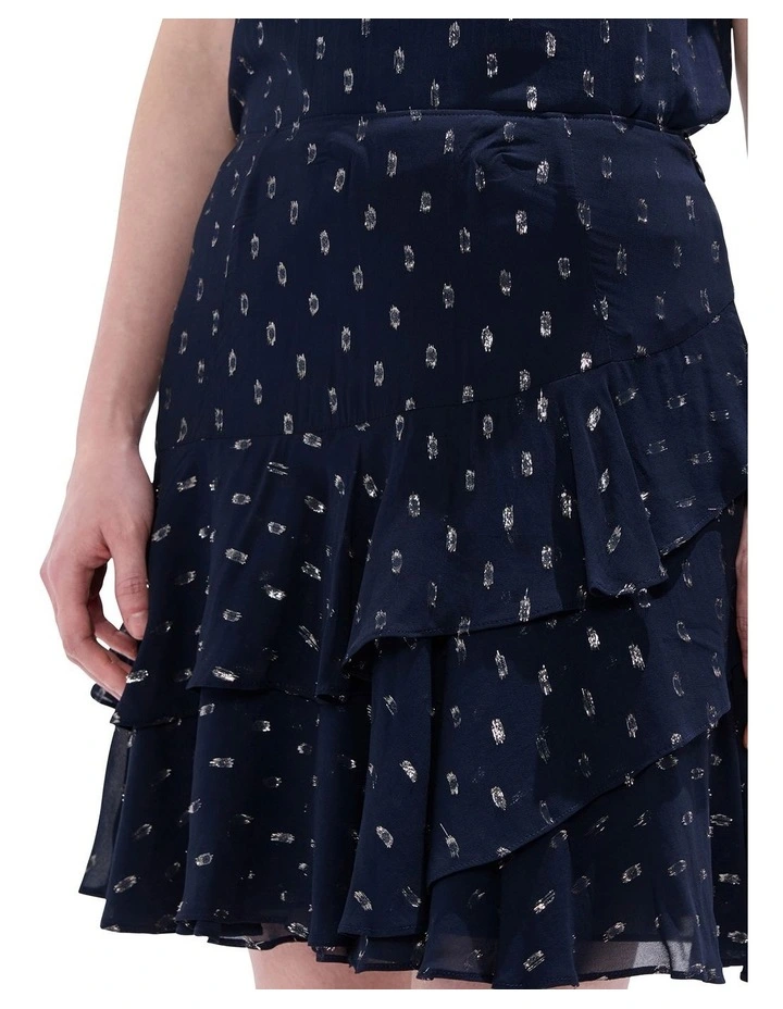 The Goddess Clip Spot Skirt in Navy Multi image 3