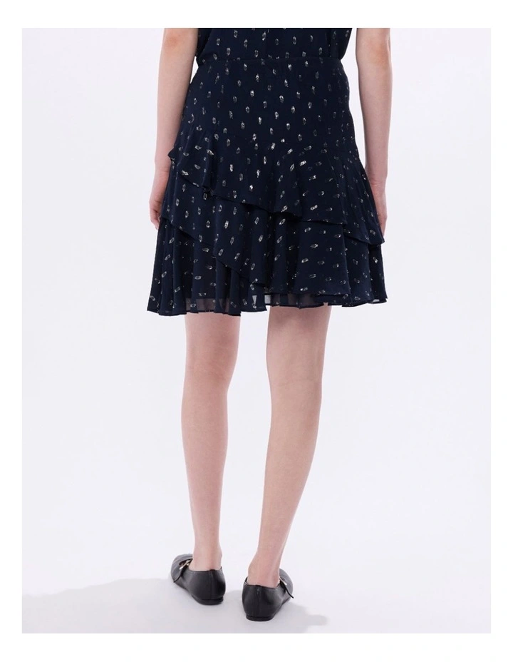 The Goddess Clip Spot Skirt in Navy Multi image 4