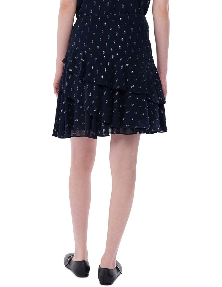 The Goddess Clip Spot Skirt in Navy Multi image 4