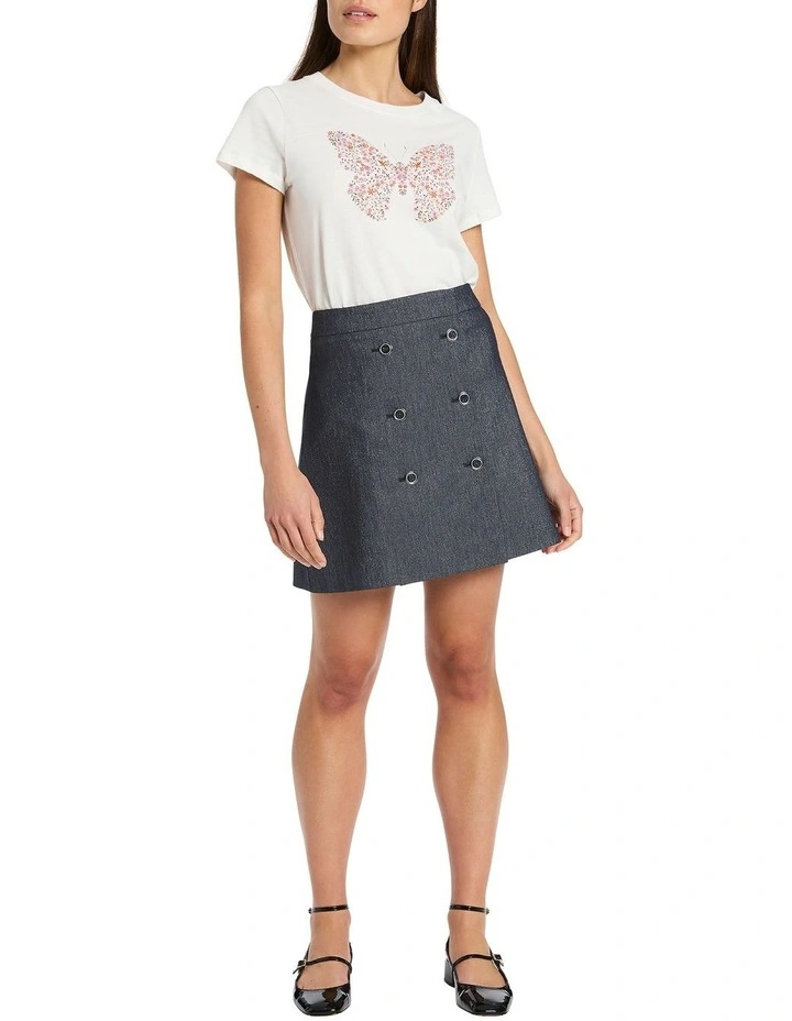 Ana Button Mini Skirt in Indigo Sparkle image 2