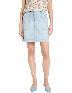 Tia Denim Mini Skirt in Iguana Blue