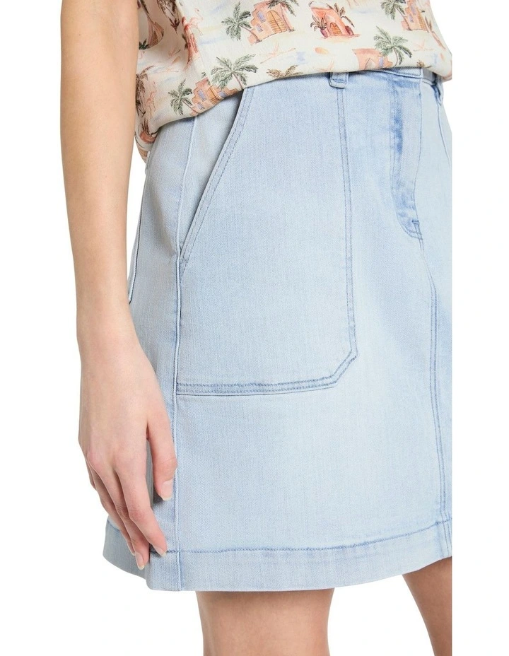 Tia Denim Mini Skirt in Iguana Blue image 3