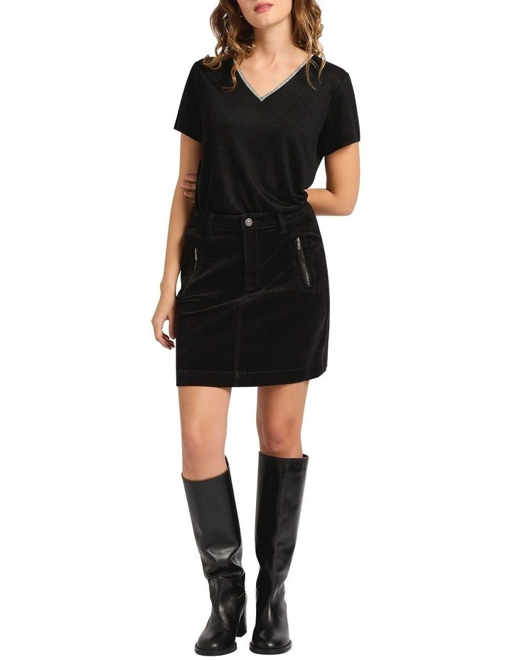 The Siesta Cord Skirt in Caviar Charcoal image 3