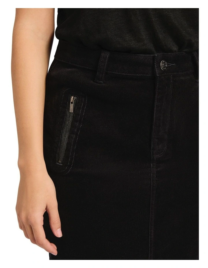 The Siesta Cord Skirt in Caviar Charcoal image 4
