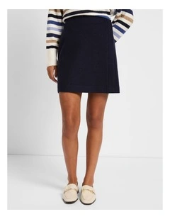 Allie Felted Wool Mini Skirt in Navy