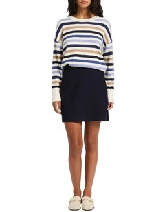 Allie Felted Wool Mini Skirt in Navy