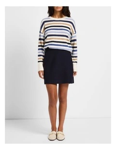 Allie Felted Wool Mini Skirt in Navy