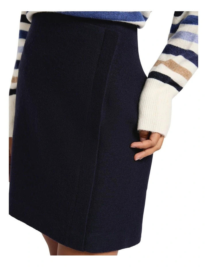 Allie Felted Wool Mini Skirt in Navy image 3