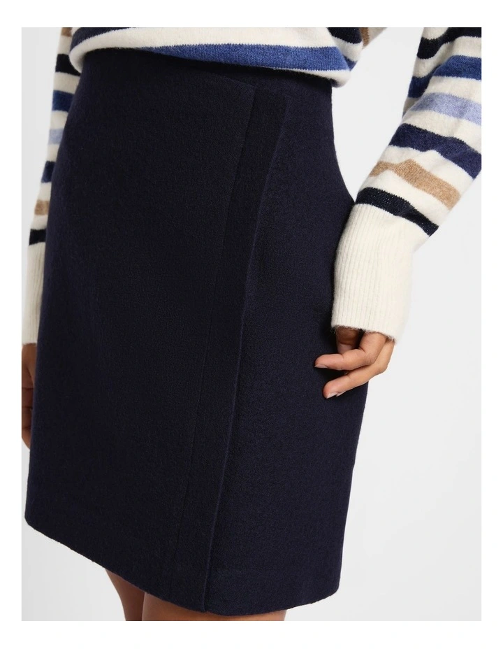 Allie Felted Wool Mini Skirt in Navy image 4