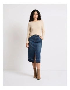 Nancy Denim Midi Skirt in Galaxy Blue