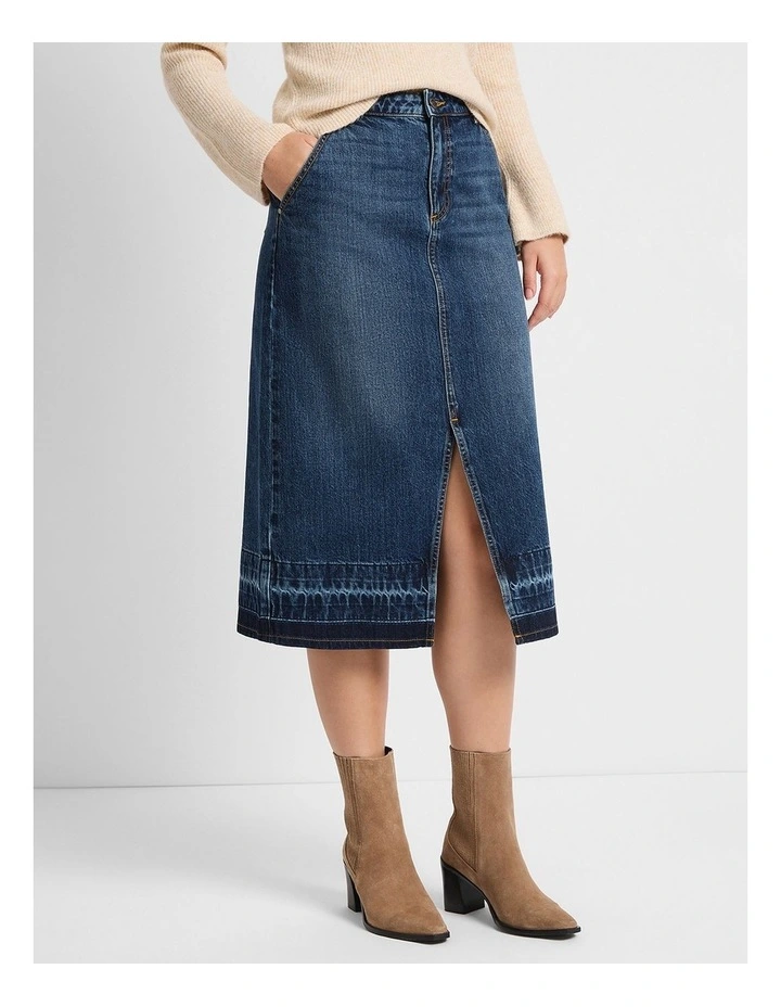 Nancy Denim Midi Skirt in Galaxy Blue image 1