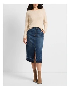 Nancy Denim Midi Skirt in Galaxy Blue