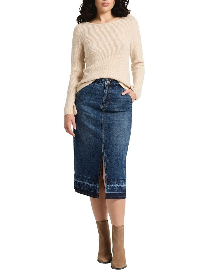 Nancy Denim Midi Skirt in Galaxy Blue image 1