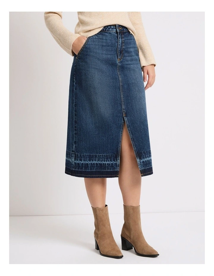 Nancy Denim Midi Skirt in Galaxy Blue image 2