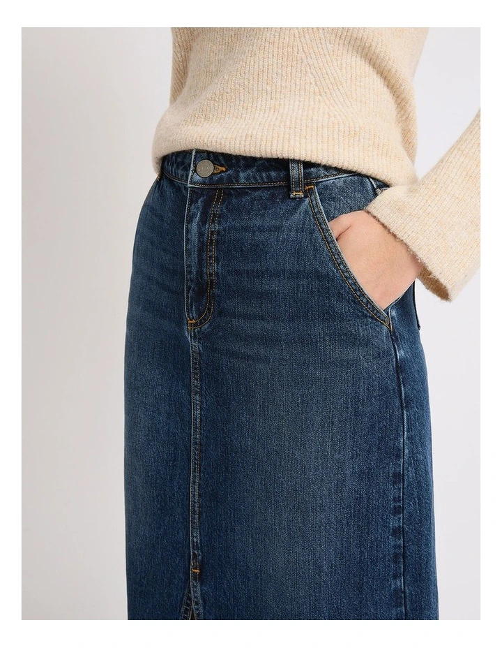Nancy Denim Midi Skirt in Galaxy Blue image 3
