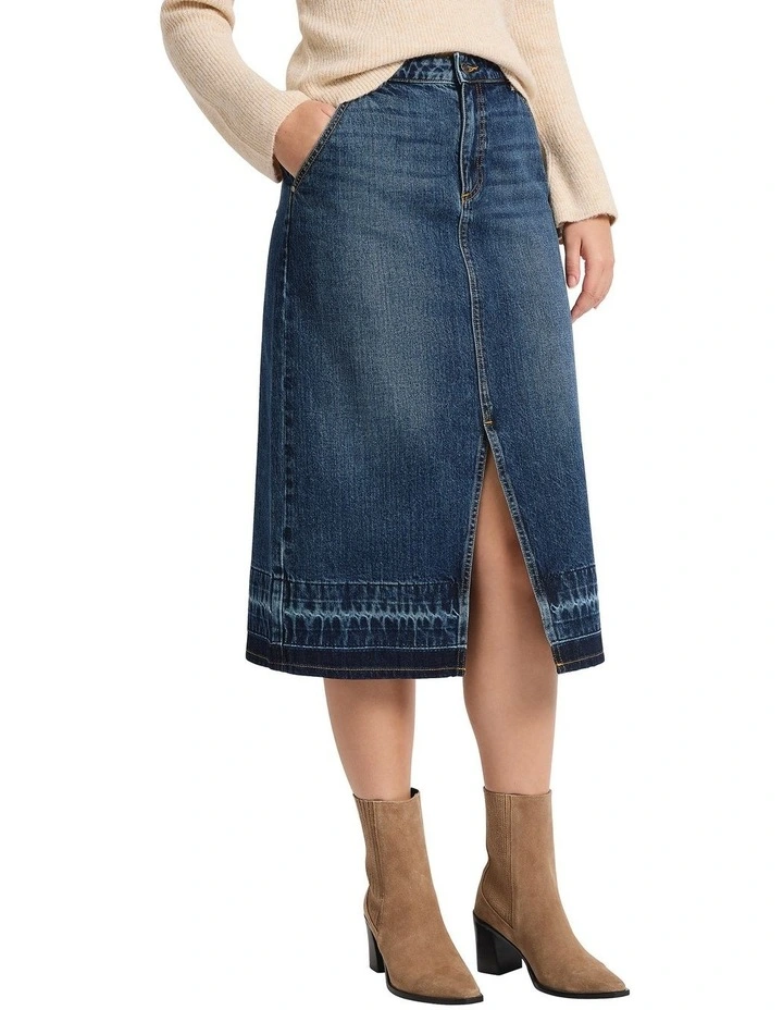 Nancy Denim Midi Skirt in Galaxy Blue image 3