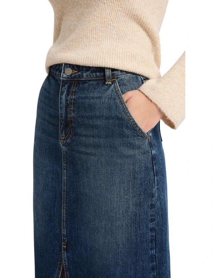 Nancy Denim Midi Skirt in Galaxy Blue image 4