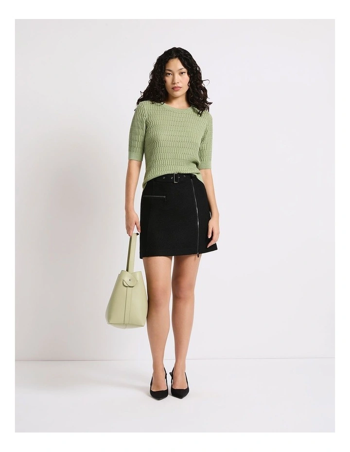 Kali Felted Wool Mini Skirt in Black image 1