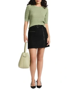 Kali Felted Wool Mini Skirt in Black