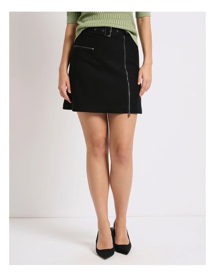 Kali Felted Wool Mini Skirt in Black image 2