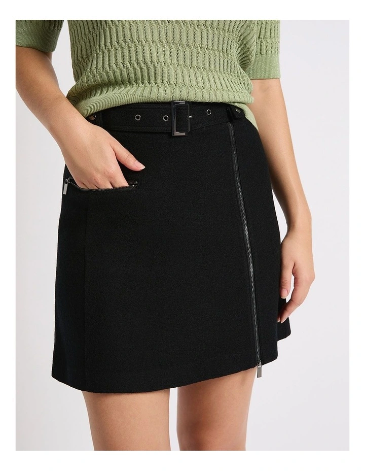 Kali Felted Wool Mini Skirt in Black image 4