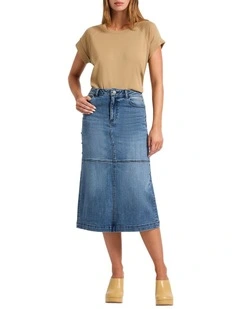 Mariah Studded Midi Skirt in Han Blue