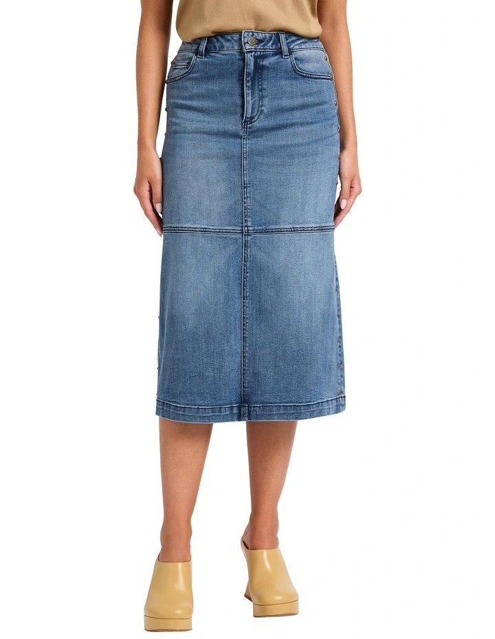 Mariah Studded Midi Skirt in Han Blue image 3