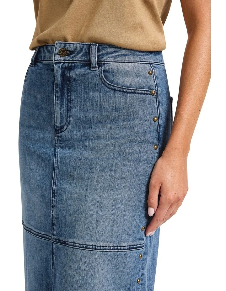 Mariah Studded Midi Skirt in Han Blue image 4