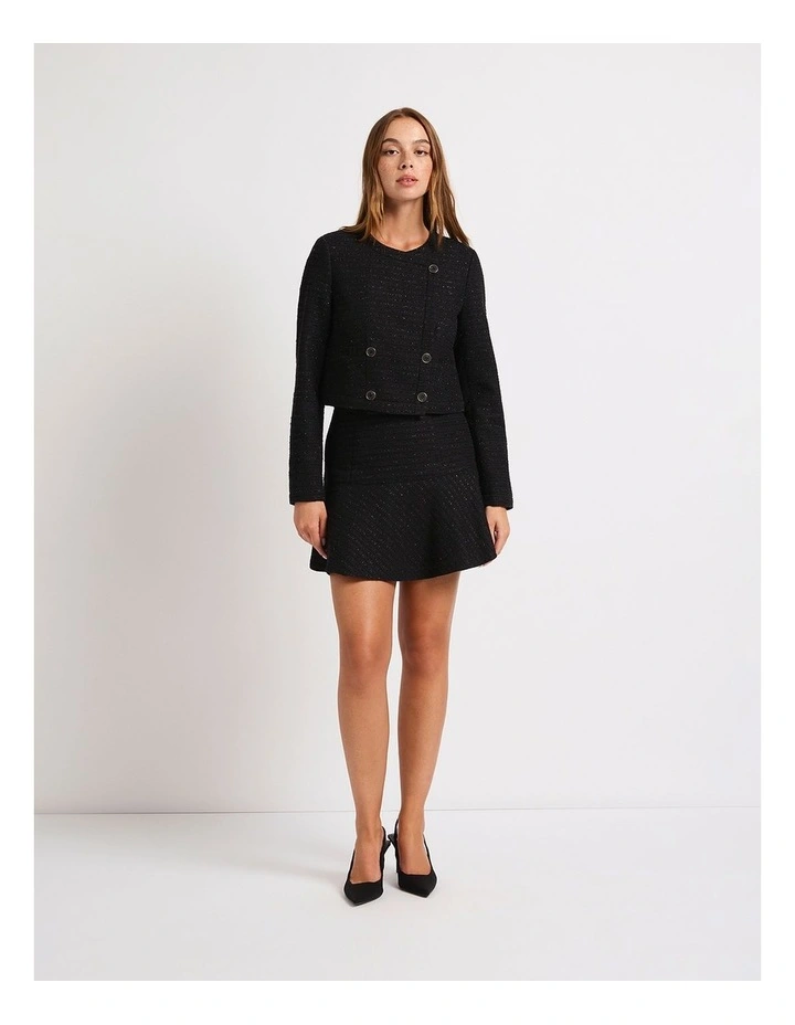Dance Tonight Tweed Mini Skirt in Black image 1