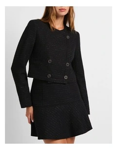 Dance Tonight Tweed Mini Skirt in Black