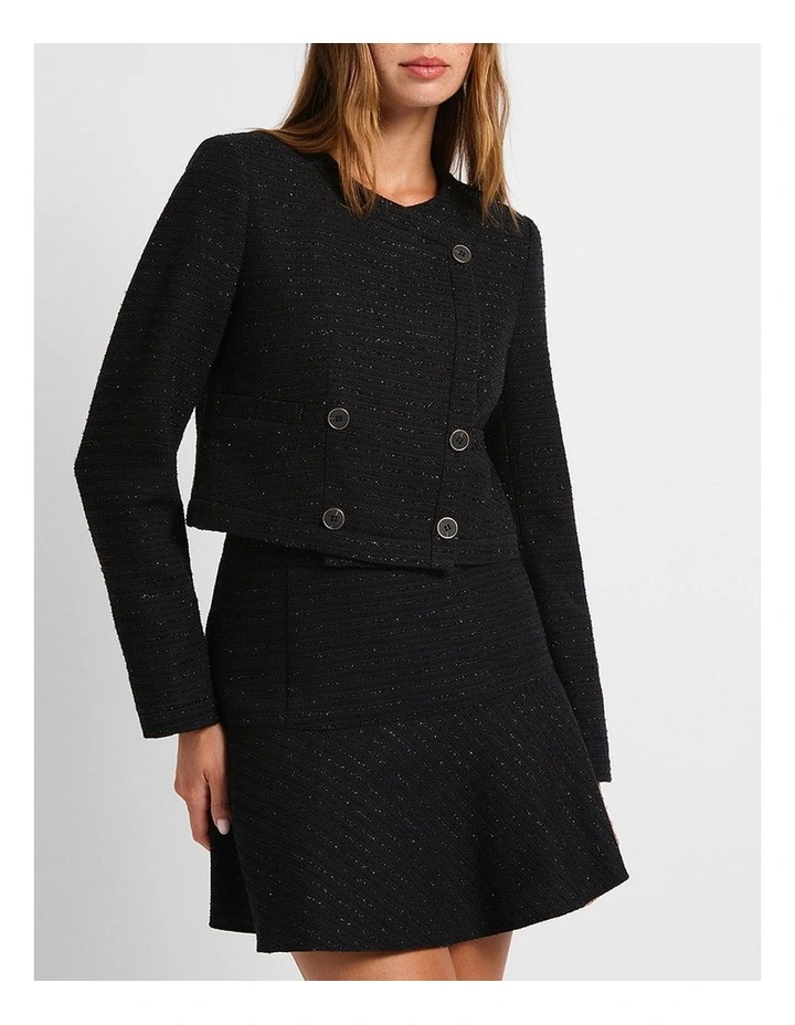 Dance Tonight Tweed Mini Skirt in Black image 1