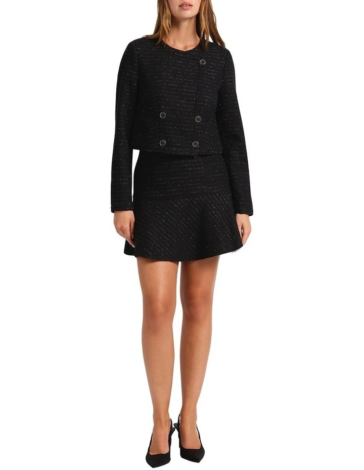 Dance Tonight Tweed Mini Skirt in Black image 1