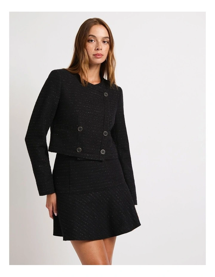 Dance Tonight Tweed Mini Skirt in Black image 2