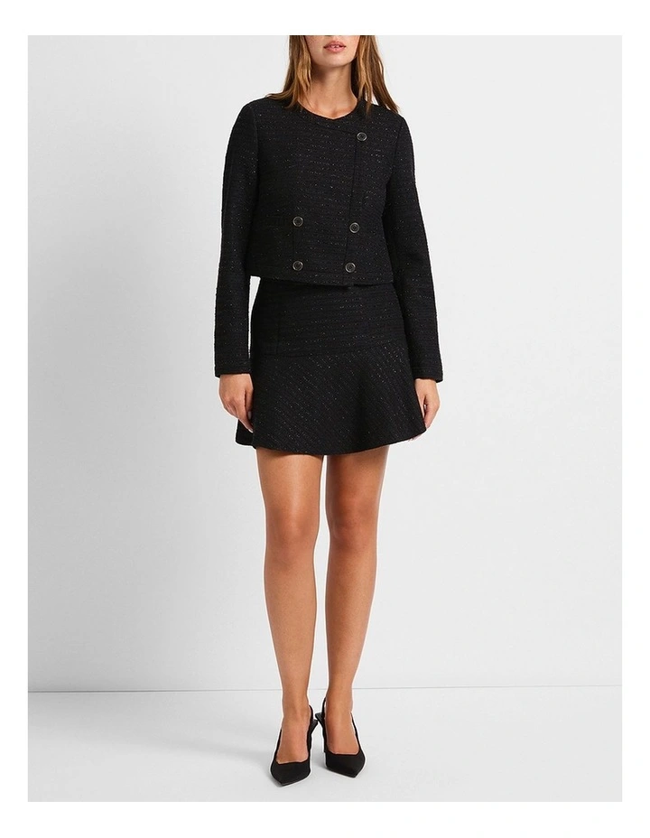 Dance Tonight Tweed Mini Skirt in Black image 2
