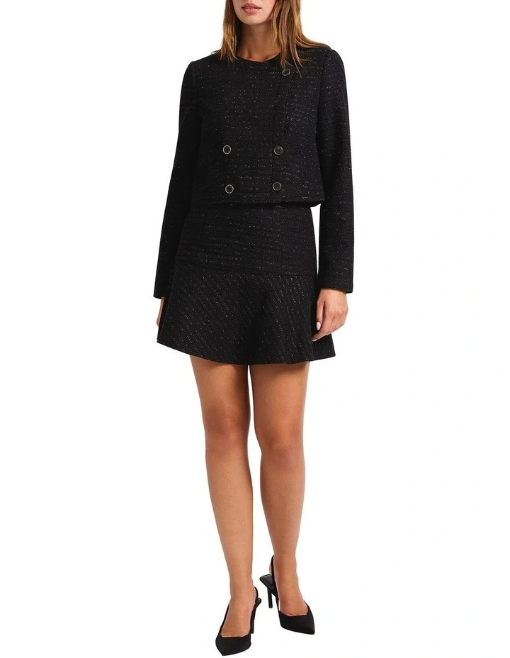 Dance Tonight Tweed Mini Skirt in Black image 2