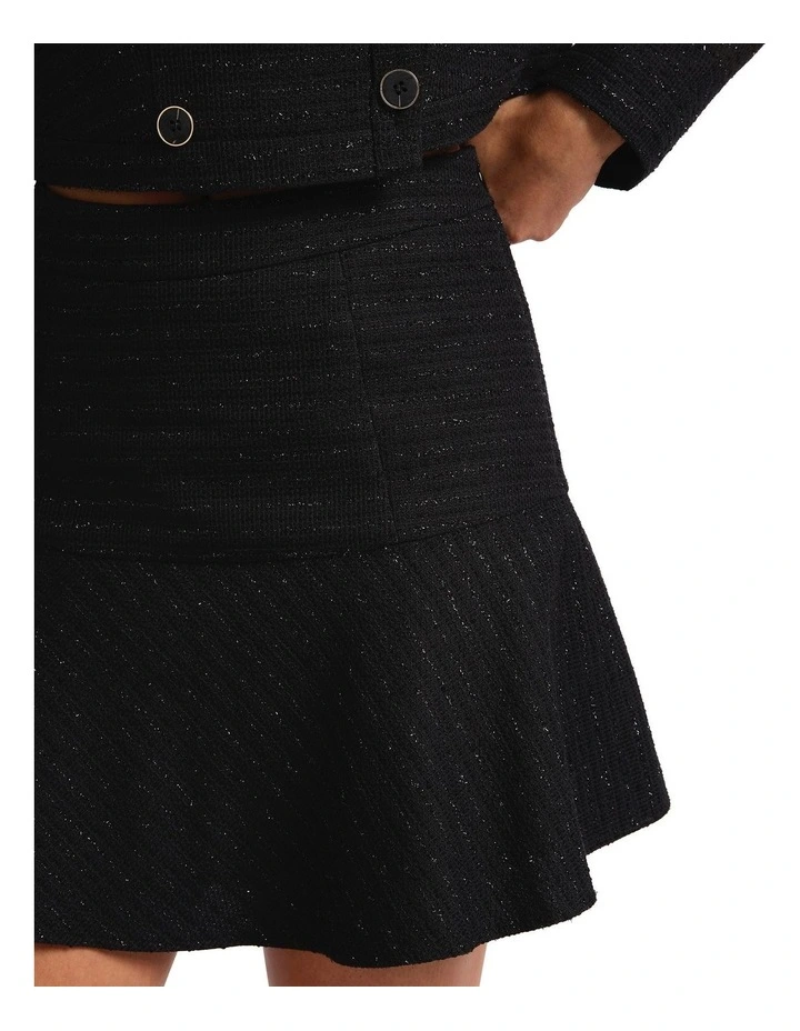 Dance Tonight Tweed Mini Skirt in Black image 3