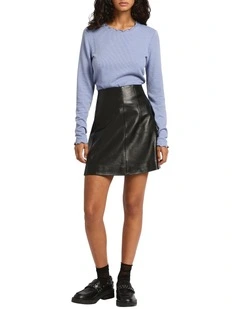 Brie Leather Mini Skirt in Black
