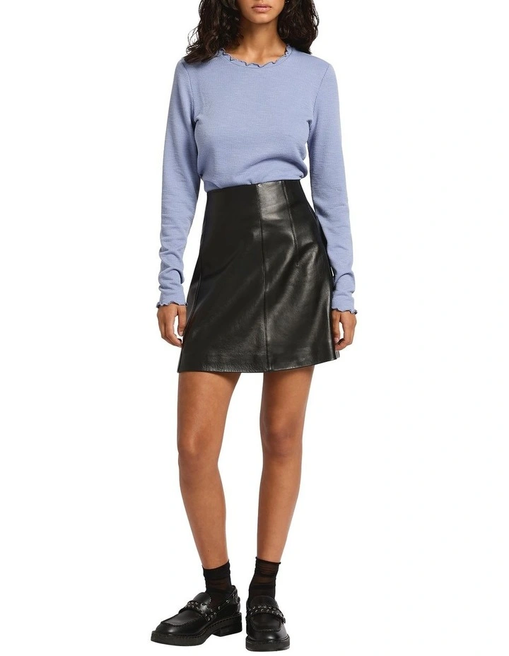 Brie Leather Mini Skirt in Black image 1