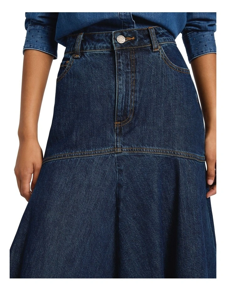 Jay Denim Midi Skirt in Chelsea Blue image 3