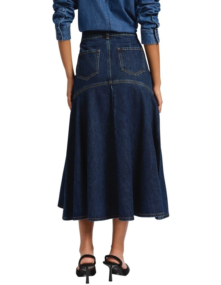 Jay Denim Midi Skirt in Chelsea Blue image 4