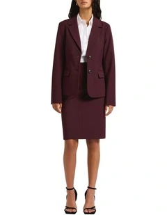 Bordeaux Pencil Midi Skirt in Wine