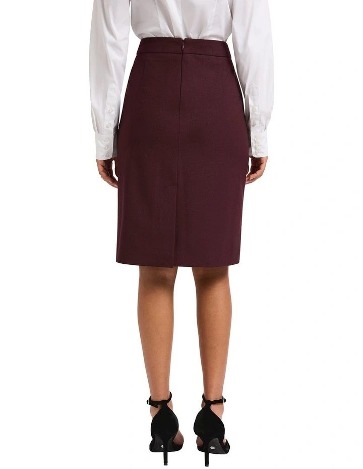 Bordeaux Pencil Midi Skirt in Wine image 2