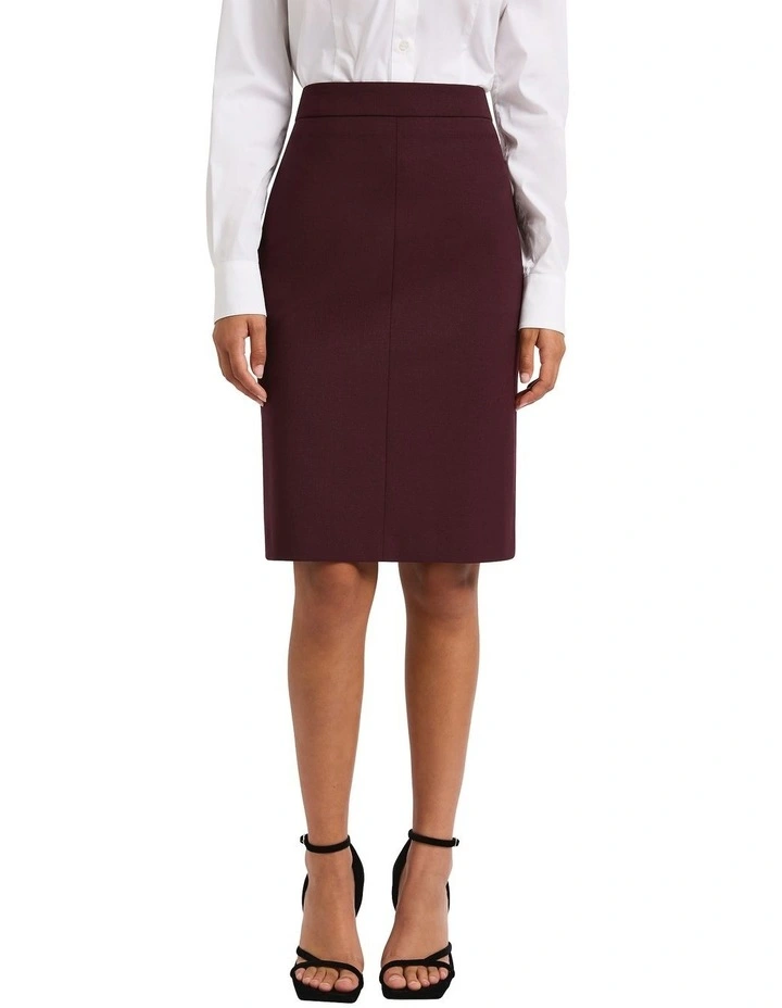 Bordeaux Pencil Midi Skirt in Wine image 3