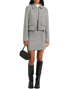 Margaret Dogtooth Mini Skirt in Black/White