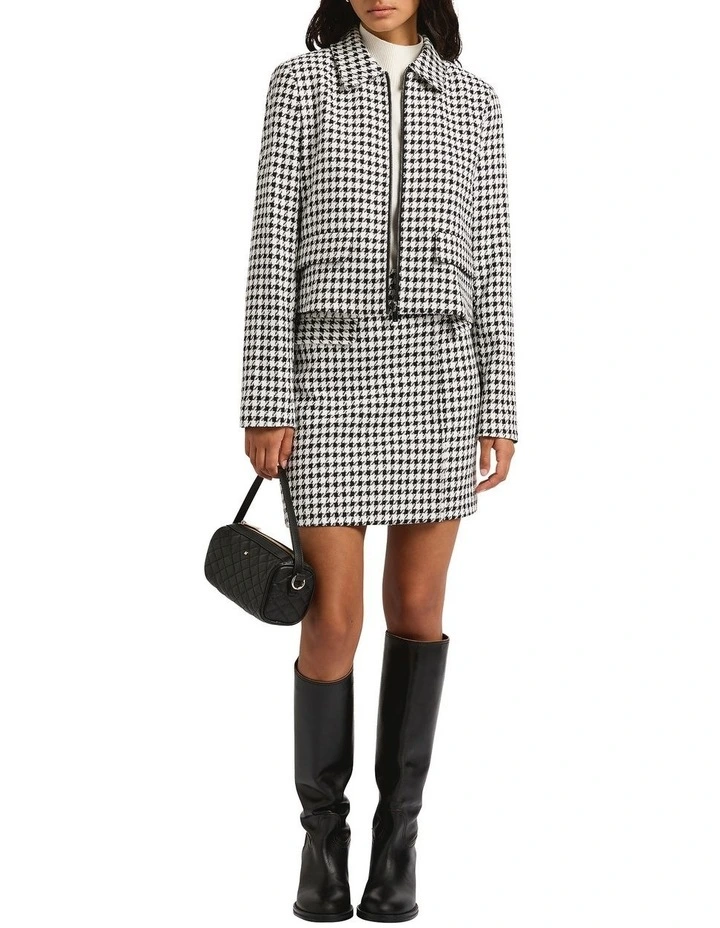 Margaret Dogtooth Mini Skirt in Black/White image 1