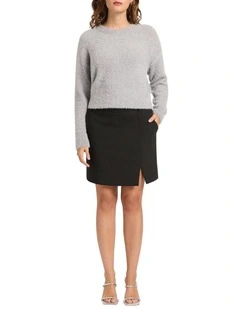 Louvre Mini Skirt in Caviar Charcoal