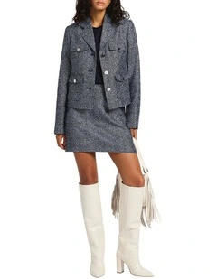 Hans Metallic Tweed Mini Skirt in Blue Multi