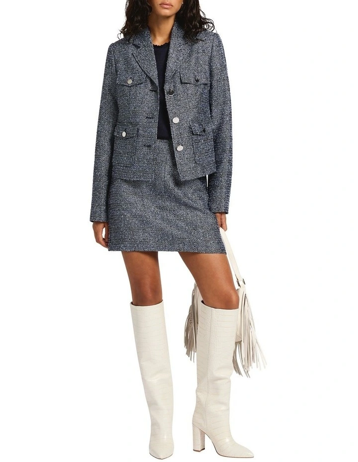 Hans Metallic Tweed Mini Skirt in Blue Multi image 1